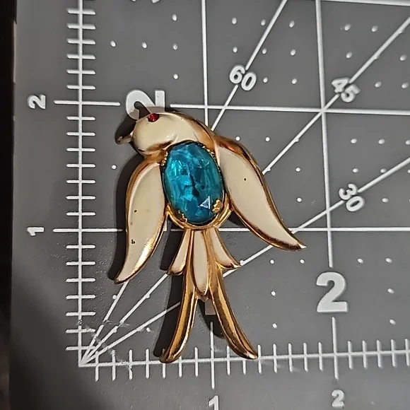 Vintage Coro Jelly Belly enameled bird - Picture 5 of 5